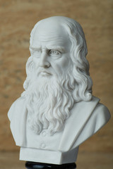 Statue of Leonardo Da Vinci,ancient Italian creator of art.