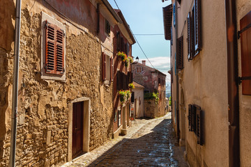 Street scene in Motovun, Croatia.