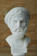 Statue of Pythagoras,ancient greek mathematician and geometer. - obrazy, fototapety, plakaty