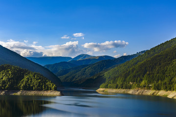 Fototapeta premium Beautiful scenery with Lake Voina, Romania on a summer day