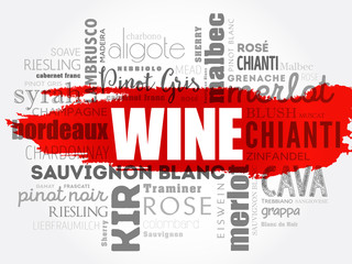 WINE VARIETALS Types word cloud collage, concept background