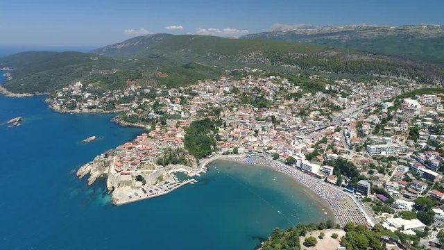 Aerial view of the old city of Ulcinj