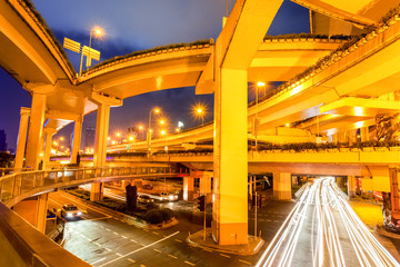 city viaduct closeup at night