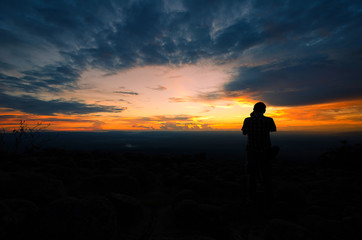 Obraz premium Twilight light on mountain.In Thailand.