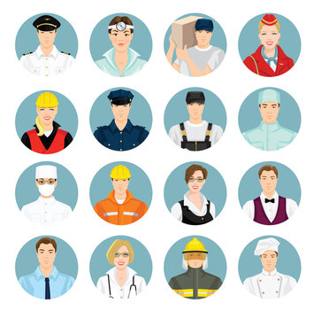 Vector illustration of profession character in uniform on white background