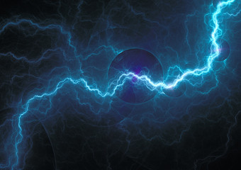 Blue lightning, power and plasma background