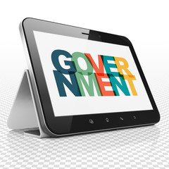 Political concept: Tablet Computer with Government on  display