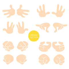 Obraz premium Vector collection of wrist symbols isolated on white background. Cartoon style. Different wrist and gestures signs.