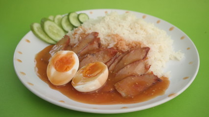 Rice Pork Chicken Egg Cucumber