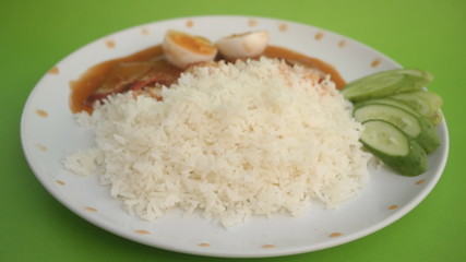 Rice Pork Chicken Egg Cucumber