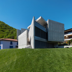 Modern architecture surrounded by green