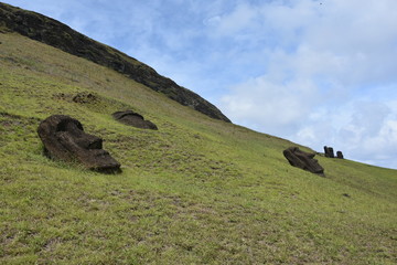 Ranu Raraku (stone quarry) at Easter Island (Rapa Nui)