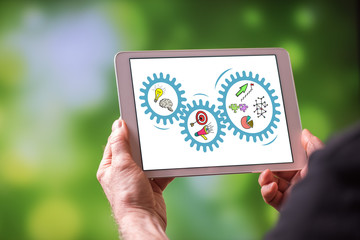 Business strategy concept on a tablet