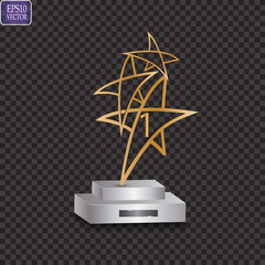 Glass trophy awards vector illustration. The transparent trophy for award.
