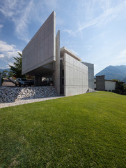 Modern architecture surrounded by green