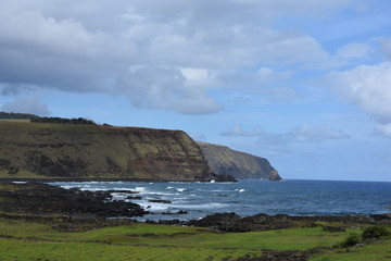 Moai statues at Ahu Tongariki, on Easter Island (Rapa Nui)
