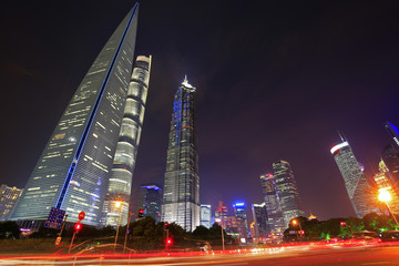 Fototapeta na wymiar Night at lujiazui financial center in Shanghai, China
