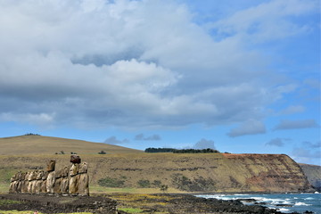 Moai statues at Rano Raraku on Easter Island (Rapa Nui