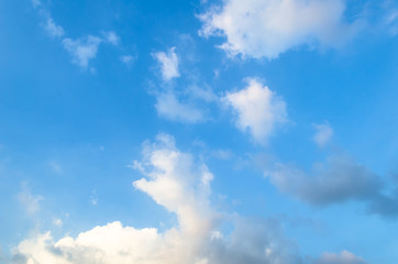 Blue skies with some clouds in the sky is bright.