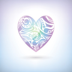 Colorful vector heart illustration. Hand-drawn heart. Doodles. Can be used as an icon, logo, print on a T-shirt, greeting card, wedding invitation, invitation to betrothal or anniversary, etc.