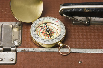 suitcase and compass