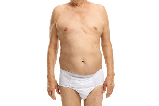 Body of an elderly man in underwear