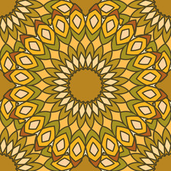 Seamless pattern design. Mandala round elements. Ethnic colorful background. For textile, print, carpet, wallpaper, package.