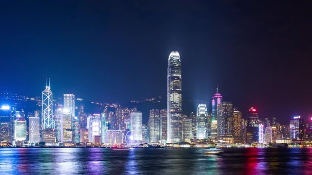 Tsim Sha Tsui,  Hong Kong, 26 May 2017 -:Victoria Harbor in Hong Kong city at night