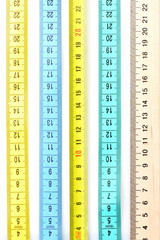 Variety of different rulers, lying in parallel
