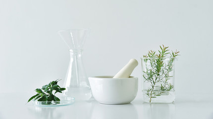 Natural organic botany and scientific glassware, Alternative herb medicine, Natural skin care...