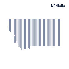 Vector abstract hatched map of State of Montana with vertical lines isolated on a white background.