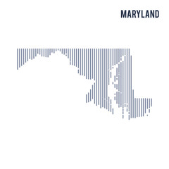 Vector abstract hatched map of State of Maryland with vertical lines isolated on a white background.