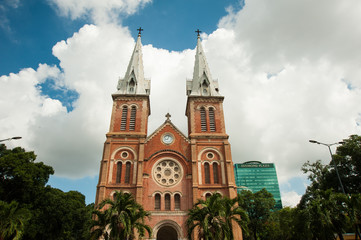 Fototapeta na wymiar Notre-Dame Cathedral in Ho Chi Minh City, Vietnam in a sunny day.