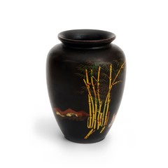 Vietnamese wooden souvenir vase with a picture from different angles