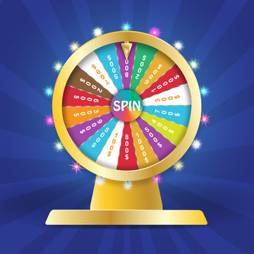 Wheel of fortune 3d object, lucky roulette in flat vector style.