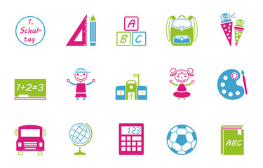 Einschulung / Schule Iconset - Farbe