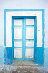 blue-white door in Tunisia