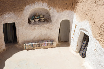 inside in yard of ber-ber cave in Tunisia