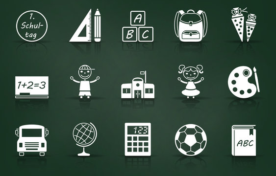 Einschulung / Schule Iconset - Tafel (Schatten)