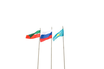 The flags of Russia, Kazakhstan and Tatarstan