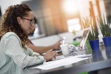 Young entrepreneur women working in office on laptop