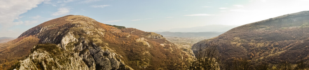 Panorama view of autumn landscape of Nisevacka gorge in east Serbia