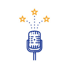 Comedy show microphone, entertainment podcast, broadcasting concept