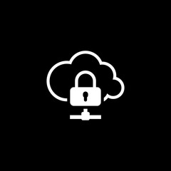 Cloud Data Protection Icon. Flat Design.
