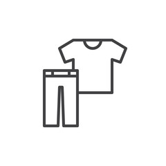 Clothes line icon, outline vector sign, linear style pictogram isolated on white. Shirt and pants symbol, logo illustration. Editable stroke. Pixel perfect graphics