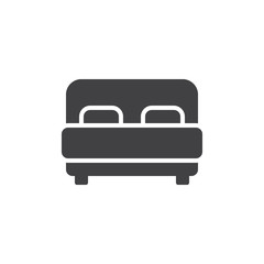 Bed icon vector, filled flat sign, solid pictogram isolated on white. Symbol, logo illustration. Pixel perfect graphics