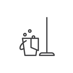 Cleaning line icon, outline vector sign, linear style pictogram isolated on white. Household symbol, logo illustration. Editable stroke. Pixel perfect graphics