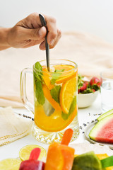 refreshing homemade drink and natural ice pops