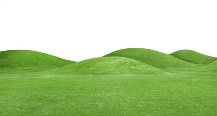 Foto op Plexiglas panorama van groene heuvels is op witte achtergrond © OHishi_Foto