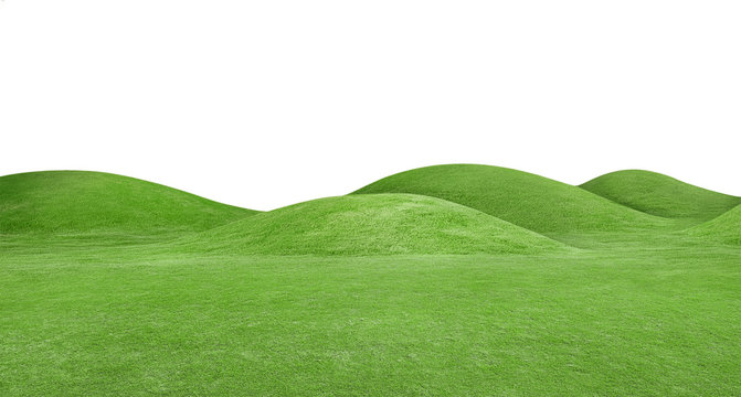 panorama of green hills is on white background